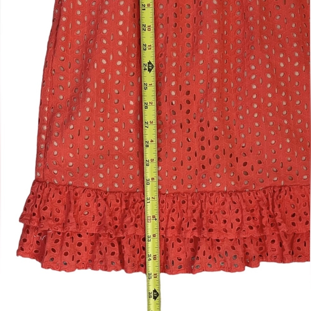 Anthropologie Peter Som desigNation Orange Eyelet Dress Small Pockets Sleeveless - Picture 8 of 9